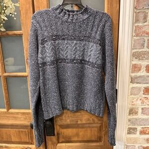 Columbia Sweater Womens Medium Blue‎ Knit Wool Blend Mock Neck Pullover Cozy